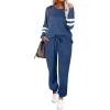 imageEkouaer Sweatsuits Womens Loungewear Set Tracksuit Long Sleeve Pajamas Set with Pockets 2 Piece Outfits Lounge SetsBlue