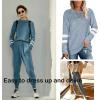 imageEkouaer Sweatsuits Womens Loungewear Set Tracksuit Long Sleeve Pajamas Set with Pockets 2 Piece Outfits Lounge SetsBlue