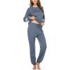 imageEkouaer Sweatsuits Womens Loungewear Set Tracksuit Long Sleeve Pajamas Set with Pockets 2 Piece Outfits Lounge SetsBlue Purple