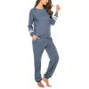 imageEkouaer Sweatsuits Womens Loungewear Set Tracksuit Long Sleeve Pajamas Set with Pockets 2 Piece Outfits Lounge SetsBlue Purple