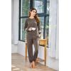 imageEkouaer Sweatsuits Womens Loungewear Set Tracksuit Long Sleeve Pajamas Set with Pockets 2 Piece Outfits Lounge SetsBrown