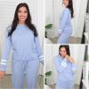 imageEkouaer Sweatsuits Womens Loungewear Set Tracksuit Long Sleeve Pajamas Set with Pockets 2 Piece Outfits Lounge SetsClear Blue
