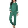 imageEkouaer Sweatsuits Womens Loungewear Set Tracksuit Long Sleeve Pajamas Set with Pockets 2 Piece Outfits Lounge SetsDark Green