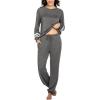 imageEkouaer Sweatsuits Womens Loungewear Set Tracksuit Long Sleeve Pajamas Set with Pockets 2 Piece Outfits Lounge SetsGrey