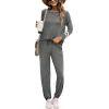 imageEkouaer Sweatsuits Womens Loungewear Set Tracksuit Long Sleeve Pajamas Set with Pockets 2 Piece Outfits Lounge SetsGrey