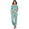 imageEkouaer Sweatsuits Womens Loungewear Set Tracksuit Long Sleeve Pajamas Set with Pockets 2 Piece Outfits Lounge SetsIce Green