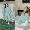 imageEkouaer Sweatsuits Womens Loungewear Set Tracksuit Long Sleeve Pajamas Set with Pockets 2 Piece Outfits Lounge SetsIce Green