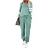 imageEkouaer Sweatsuits Womens Loungewear Set Tracksuit Long Sleeve Pajamas Set with Pockets 2 Piece Outfits Lounge SetsIce Green