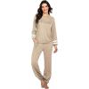 imageEkouaer Sweatsuits Womens Loungewear Set Tracksuit Long Sleeve Pajamas Set with Pockets 2 Piece Outfits Lounge SetsKhaki2