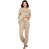 imageEkouaer Sweatsuits Womens Loungewear Set Tracksuit Long Sleeve Pajamas Set with Pockets 2 Piece Outfits Lounge SetsKhaki2