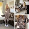 imageEkouaer Sweatsuits Womens Loungewear Set Tracksuit Long Sleeve Pajamas Set with Pockets 2 Piece Outfits Lounge SetsLeopard