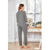 imageEkouaer Sweatsuits Womens Loungewear Set Tracksuit Long Sleeve Pajamas Set with Pockets 2 Piece Outfits Lounge SetsLight Grey