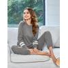 imageEkouaer Sweatsuits Womens Loungewear Set Tracksuit Long Sleeve Pajamas Set with Pockets 2 Piece Outfits Lounge SetsLight Grey