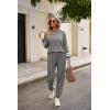 imageEkouaer Sweatsuits Womens Loungewear Set Tracksuit Long Sleeve Pajamas Set with Pockets 2 Piece Outfits Lounge SetsLight Grey
