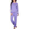 imageEkouaer Sweatsuits Womens Loungewear Set Tracksuit Long Sleeve Pajamas Set with Pockets 2 Piece Outfits Lounge SetsLight Purple
