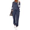 imageEkouaer Sweatsuits Womens Loungewear Set Tracksuit Long Sleeve Pajamas Set with Pockets 2 Piece Outfits Lounge SetsNavy Blue