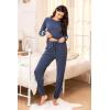 imageEkouaer Sweatsuits Womens Loungewear Set Tracksuit Long Sleeve Pajamas Set with Pockets 2 Piece Outfits Lounge SetsNavy Blue