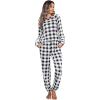 imageEkouaer Sweatsuits Womens Loungewear Set Tracksuit Long Sleeve Pajamas Set with Pockets 2 Piece Outfits Lounge SetsPlaid Black White