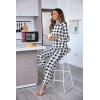 imageEkouaer Sweatsuits Womens Loungewear Set Tracksuit Long Sleeve Pajamas Set with Pockets 2 Piece Outfits Lounge SetsPlaid Black White
