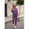 imageEkouaer Sweatsuits Womens Loungewear Set Tracksuit Long Sleeve Pajamas Set with Pockets 2 Piece Outfits Lounge SetsPurple