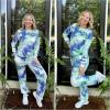 imageEkouaer Sweatsuits Womens Loungewear Set Tracksuit Long Sleeve Pajamas Set with Pockets 2 Piece Outfits Lounge SetsTie Dye Blue