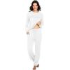 imageEkouaer Sweatsuits Womens Loungewear Set Tracksuit Long Sleeve Pajamas Set with Pockets 2 Piece Outfits Lounge SetsWhite