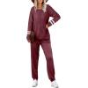 imageEkouaer Sweatsuits Womens Loungewear Set Tracksuit Long Sleeve Pajamas Set with Pockets 2 Piece Outfits Lounge SetsWine Red