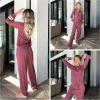 imageEkouaer Sweatsuits Womens Loungewear Set Tracksuit Long Sleeve Pajamas Set with Pockets 2 Piece Outfits Lounge SetsWine Red