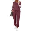 imageEkouaer Sweatsuits Womens Loungewear Set Tracksuit Long Sleeve Pajamas Set with Pockets 2 Piece Outfits Lounge SetsWine Red