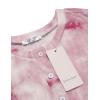 imageEkouaer Tie Dye Pajamas Set Womens Loungewear Sleepwear 2 Piece PJ SetsTie Dye Fuchsia