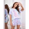 imageEkouaer Tie Dye Pajamas Set Womens Loungewear Sleepwear 2 Piece PJ SetsTie Dye Pink Blue Purple