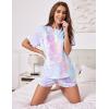imageEkouaer Tie Dye Pajamas Set Womens Loungewear Sleepwear 2 Piece PJ SetsTie Dye Pink Blue Purple