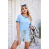 imageEkouaer Women Pajama Set Casual Short SetBlue Checkerboard