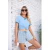 imageEkouaer Women Pajama Set Casual Short SetBlue Checkerboard