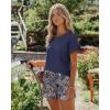 imageEkouaer Women Pajama Set Casual Short SetBlue Paisley Print