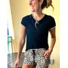 imageEkouaer Women Pajama Set Casual Short SetBrown Leopard