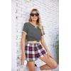 imageEkouaer Women Pajama Set Casual Short SetDark Grey and Red Plaid