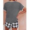 imageEkouaer Women Pajama Set Casual Short SetDark Grey and White Plaid