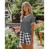 imageEkouaer Women Pajama Set Casual Short SetDark Grey and White Plaid