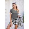 imageEkouaer Women Pajama Set Casual Short SetDark Grey and White Plaid
