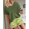 imageEkouaer Women Pajama Set Casual Short SetGreen Leaves