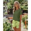 imageEkouaer Women Pajama Set Casual Short SetGreen Leaves