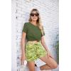 imageEkouaer Women Pajama Set Casual Short SetGreen Leaves