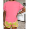 imageEkouaer Women Pajama Set Casual Short SetGreen Pink Flower