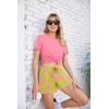 imageEkouaer Women Pajama Set Casual Short SetGreen Pink Flower