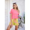 imageEkouaer Women Pajama Set Casual Short SetGreen Pink Flower