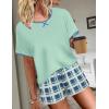imageEkouaer Women Pajama Set Casual Short SetGreen and Blue Plaid