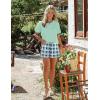 imageEkouaer Women Pajama Set Casual Short SetGreen and Blue Plaid