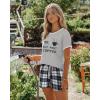 imageEkouaer Women Pajama Set Casual Short SetGrey  Black Plaid