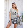imageEkouaer Women Pajama Set Casual Short SetGrey  Black Plaid